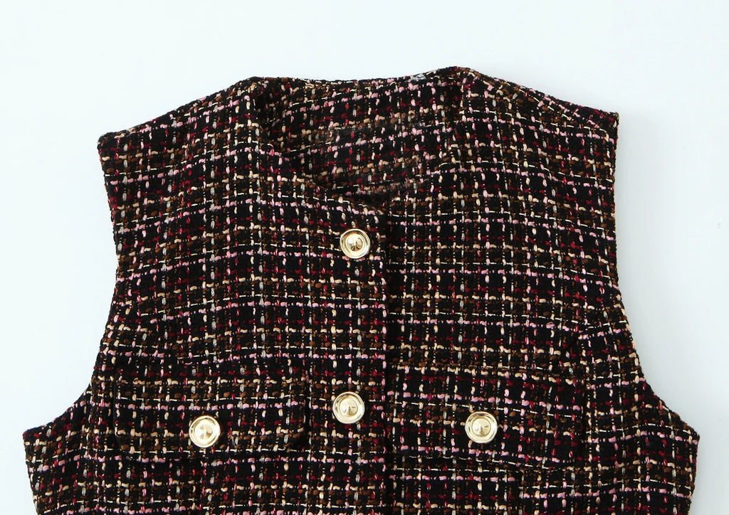 Women Vest 2025 Women Autumn New Fashion O-Neck Sleeveless Jewelry Decoration Pullover Women Elegant Hight Street Top