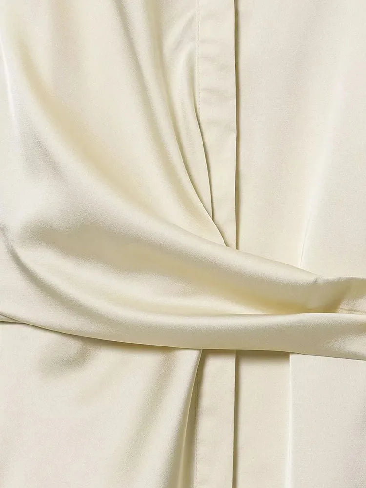 Women 2025 Autumn Winter New Silk Satin Blouse Turn-down Collar Single Breasted Long Sleeve Loose Blouse Fashion Shirt