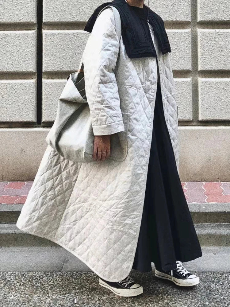 Coat Women Winter Jacket 2022 Simple Fashion Solid Color Single-breasted Long Cotton-padded Parkas Trench Coat for Women