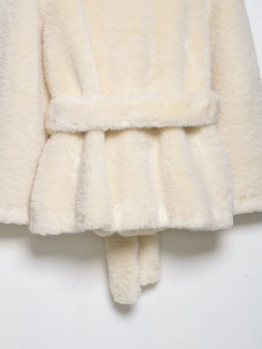 HH Winter Elegant Women Belted Artificial Fur Effect Coat Female Single Breasted Long Sleeve Loose Warm Faux Fur Jacket Outwear