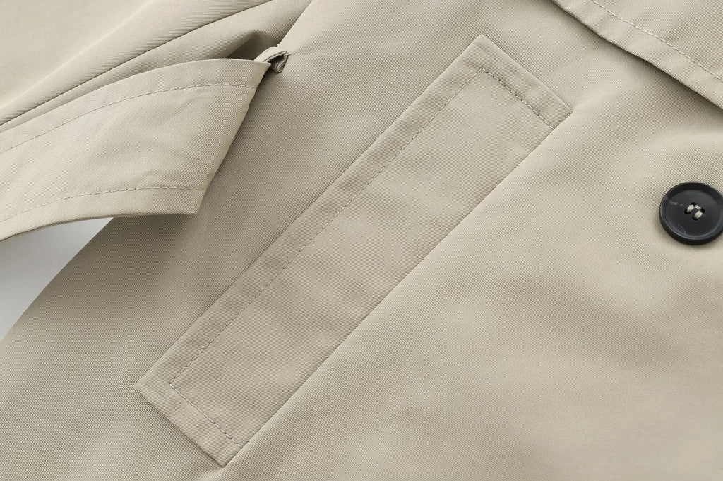 DiYiG WOMAN 2024 Autumn New Fashion Short Trench Coat Retro Long Sleeve Button Casual Outerwear Chic Overcoat