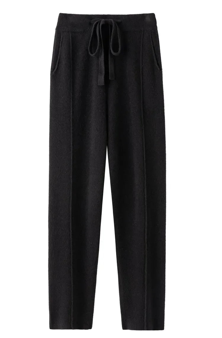 Cashmere Sweatpants Women Autumn Winter 2023 New Fashion High Waisted Drawstring Pants Casual Knitted Harem Pants
