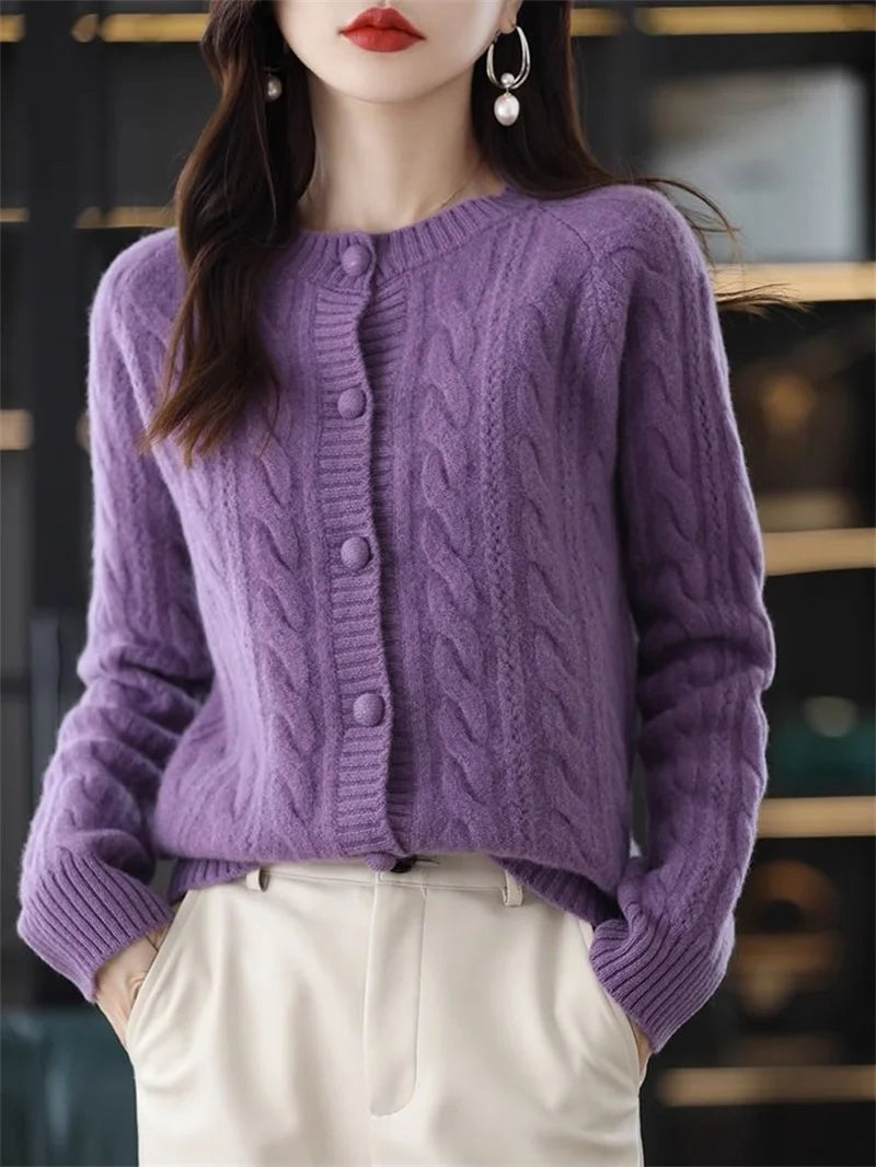 Cashmere Sweater For Women Autumn And Winter New Knitted Cardigan For Women Loose Fitting Woolen Sweater Lapel Jacket Camel XXXL