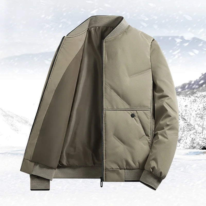 Men's Jacket  Autumn Winter Thickened Warm Comfortable Breathable Casual Coat Outdoor Solid Color Windproof Zippered Jacket