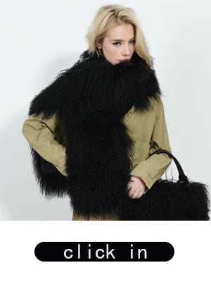 Women Cashmere Wool Coat With Real Mongolian Sheep Fur Collar  Ladies Autumn Winter Fashion Long Outwear Full Sleeve Fur Jacket