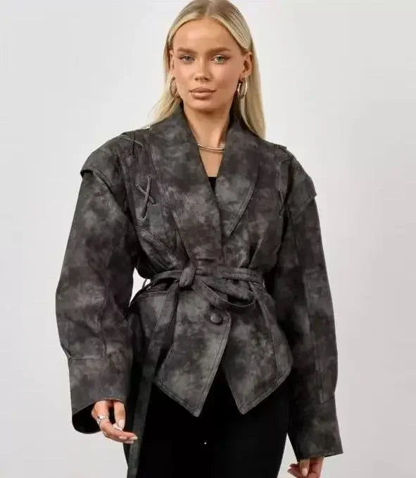 Autumn and Winter Faux Leather Jackets for Women 2025 Chic Dropped Shoulder PU Jacket Coat Casual Office Lady Blouses