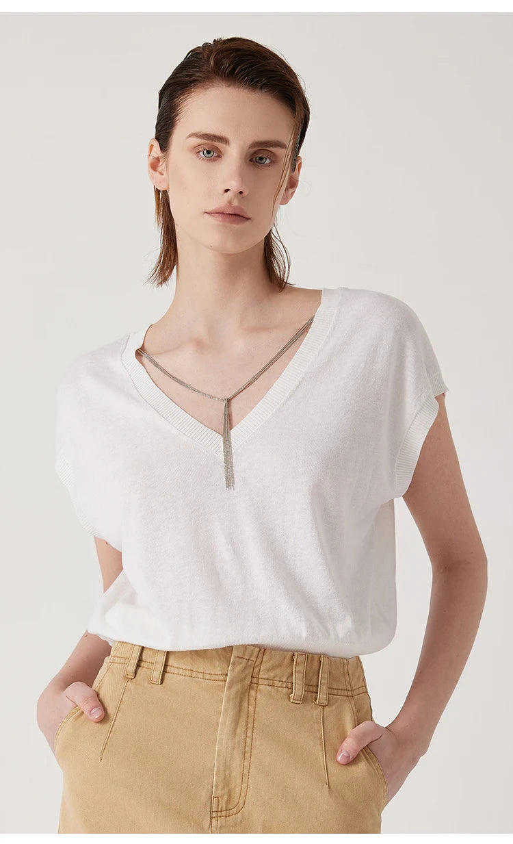 BG3511194  Ladies Clothes can be worn on both sides Summer Sweaters for Women Wool Silk Tops Women's Clothing Tshirt