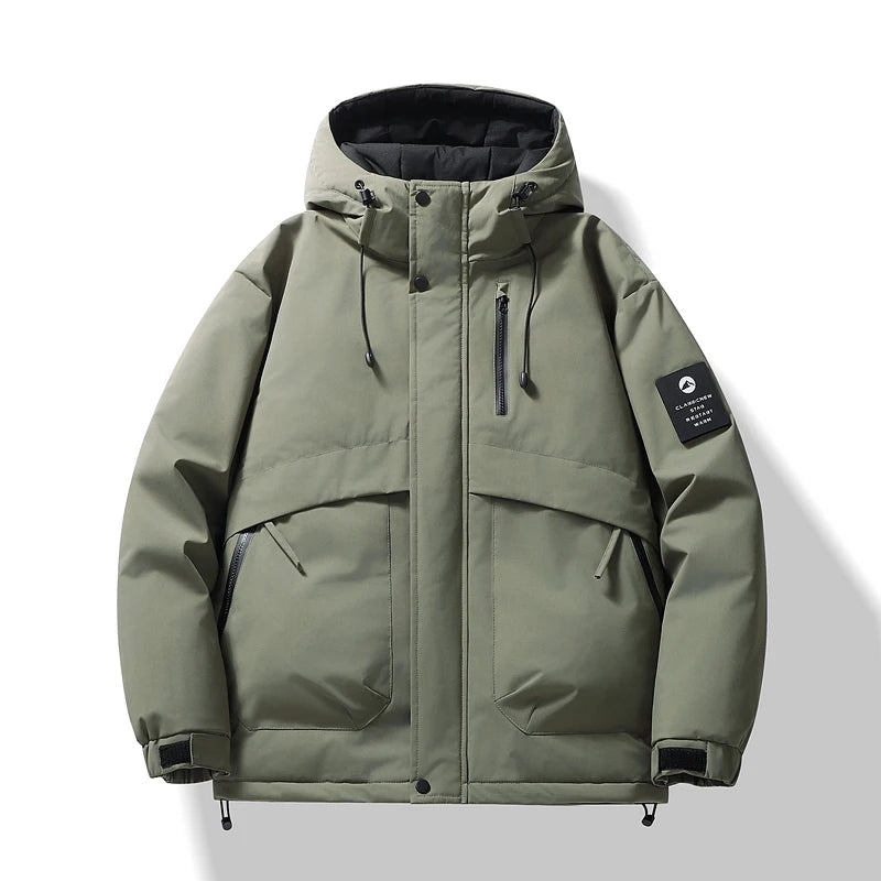 Men's Fishing Jacket  Mountain Climbing Coat Men Thickened Hooded Coat New Winter Loose Men Simple and Fashionable Work Jacket