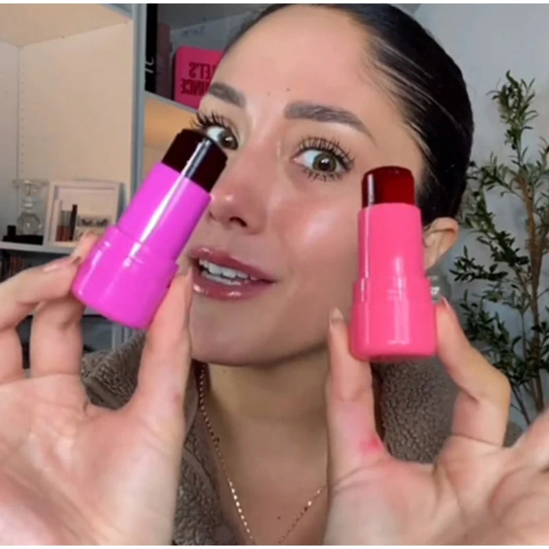 Milk Jelly Lipstick Blush Stick Moisturized Blusher Rouge Cream Shimmer Powder Blusher Stick Beauty Makeup for Women and Girls