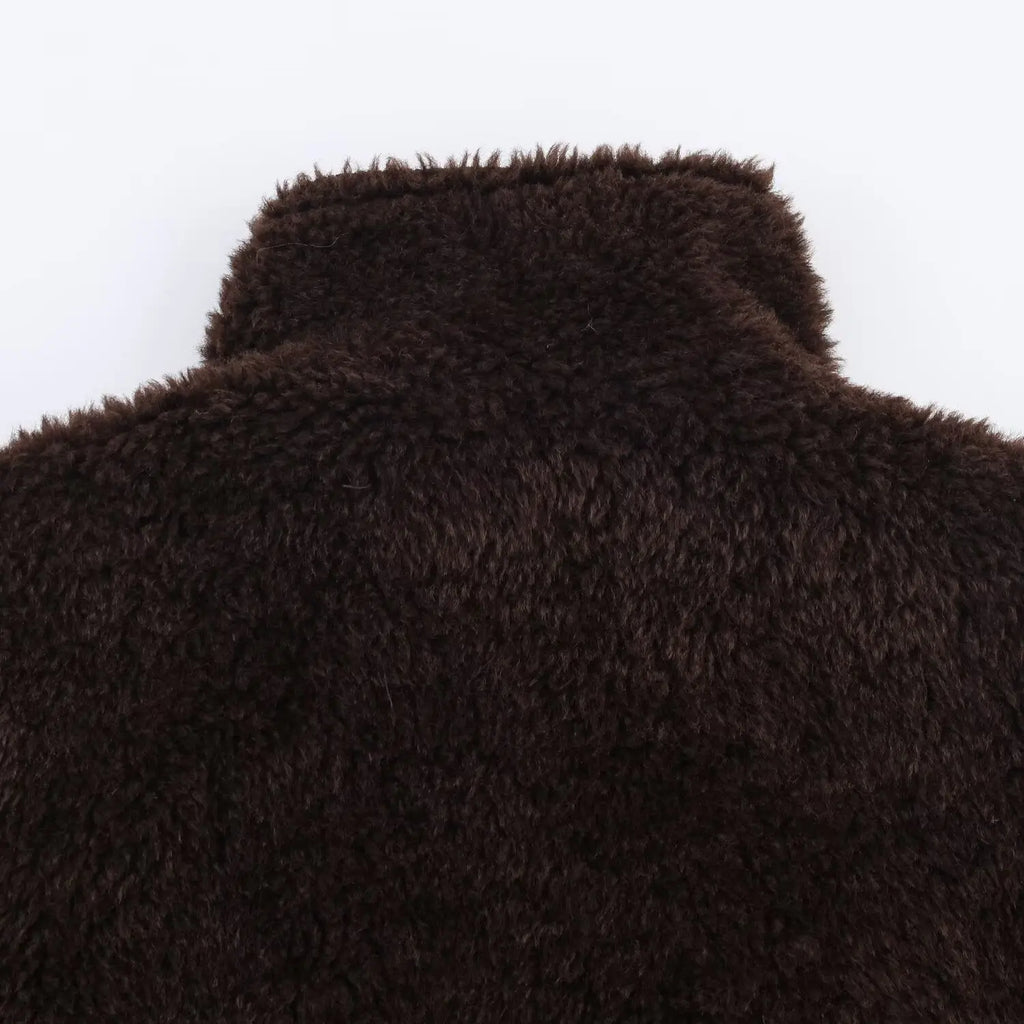 Women Jacket Coat 2025 Winter New  Fur One-Piece Fashion Solid Solor Long Sleeve Zipper Coat Female Chic Leisure Loose Outerwear