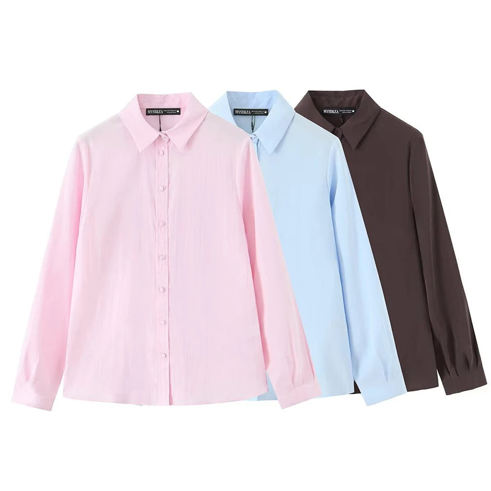 Women's Shirt 2025 New Fashion Autumn Winter Long Sleeve Soft Drape Shirt for Women Casual Chic Ladies Clothes