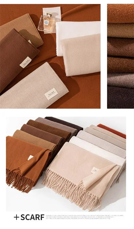 Cashmere Scarves for Women 2024 Winter Shawls Warm Wraps Lady Pashmina Solid Print Blanket Scarf Neck Headband Hijabs Stoles