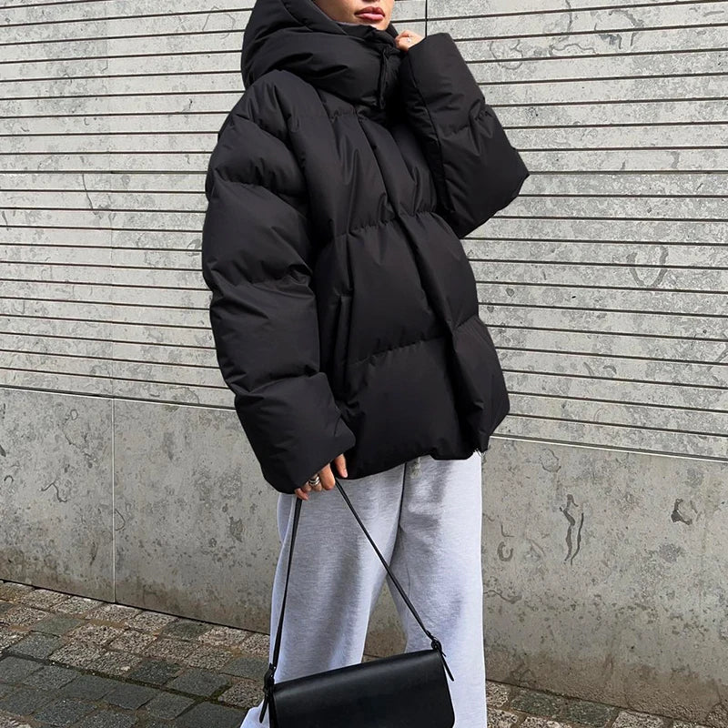 2024 Women Winter Coat Long Sleeve Hooded Thick Cotton Down Coat Women Tops Loose Style Warm Jacket Coat Casaco Feminino