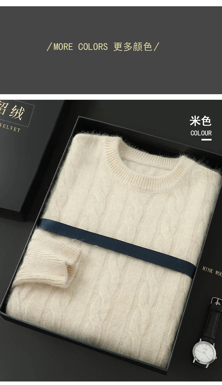 Men's thick cashmere sweater 100% pure cashmere round neck cashmere sweater 2024 new spring and winter knit base shirt