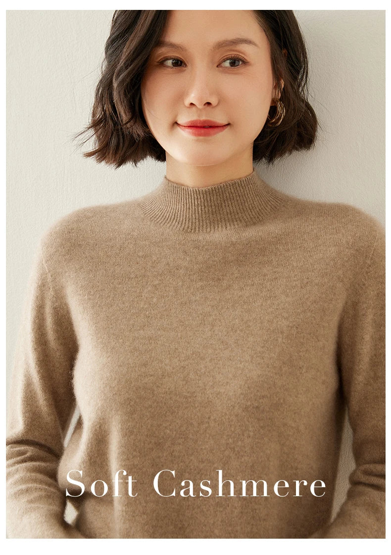 Women's Cashmere Sweater,  Cashmere Blend, Turtleneck Sweater, Knitted, Slim Fit, Basic Style, New Autumn and Winter 2024