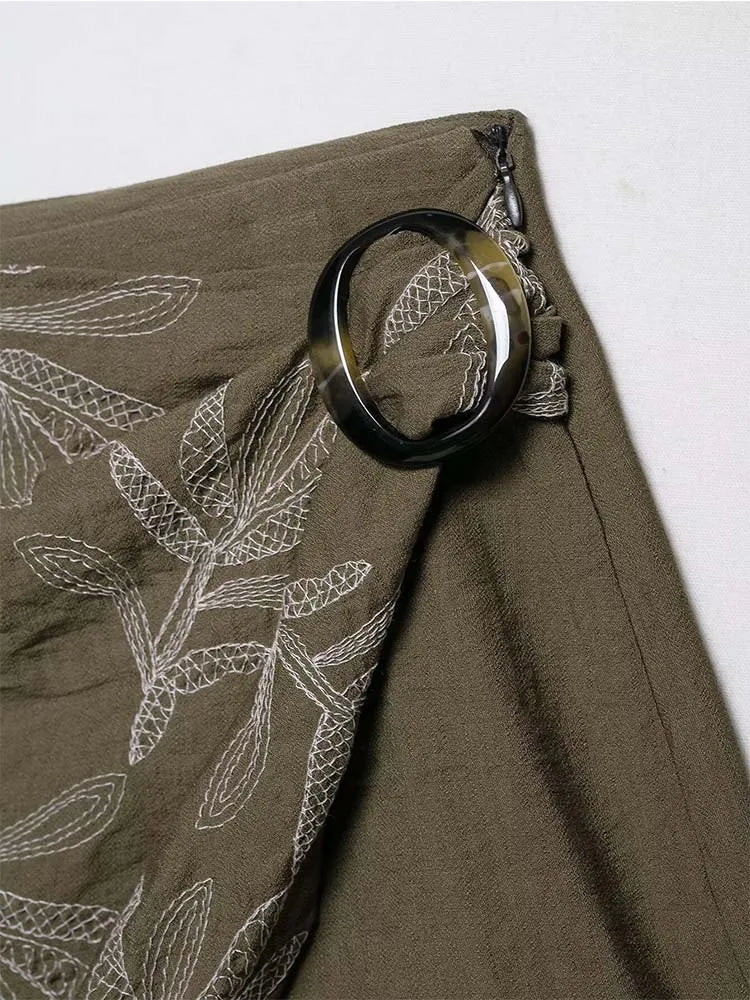 2025 Fashion Elegant Woman Embroidery Short Skirts Sets Women Leisure 2 Piece New Summer Lapel Short Tops +Skirts Two Piece