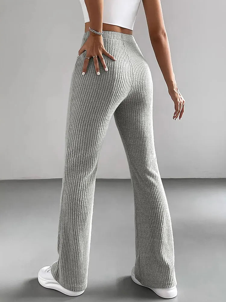 Women's Trousers Autumn New Streetwear Fashion Casual Slim Versatile Pants Clothing Solid Sexy Elegant Female Knitted Trousers
