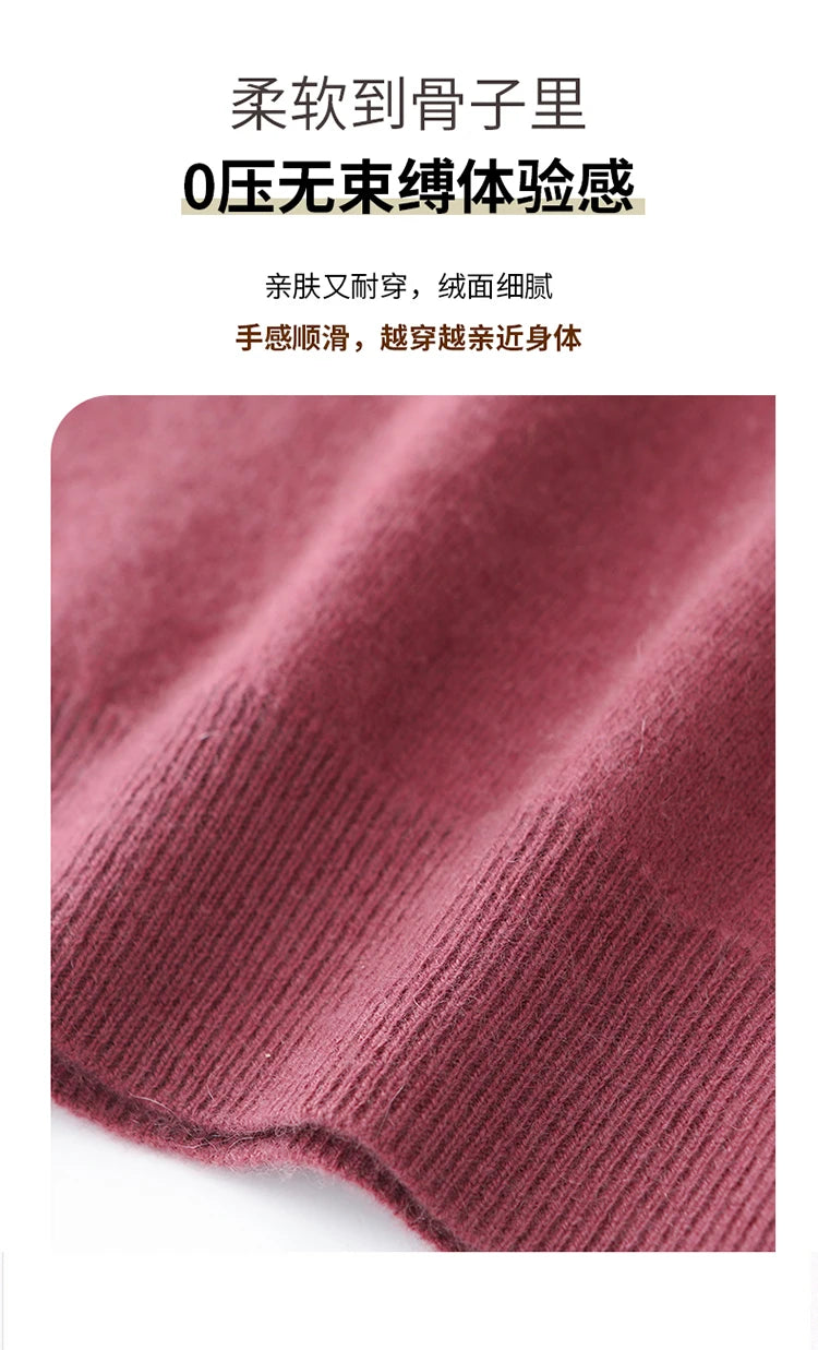 100% Pure Cashmere Sweaters Women' Lapel Knitted Pullover Casual Loose High-End Sweater Autumn New High-Neck Cashmere Base Shirt