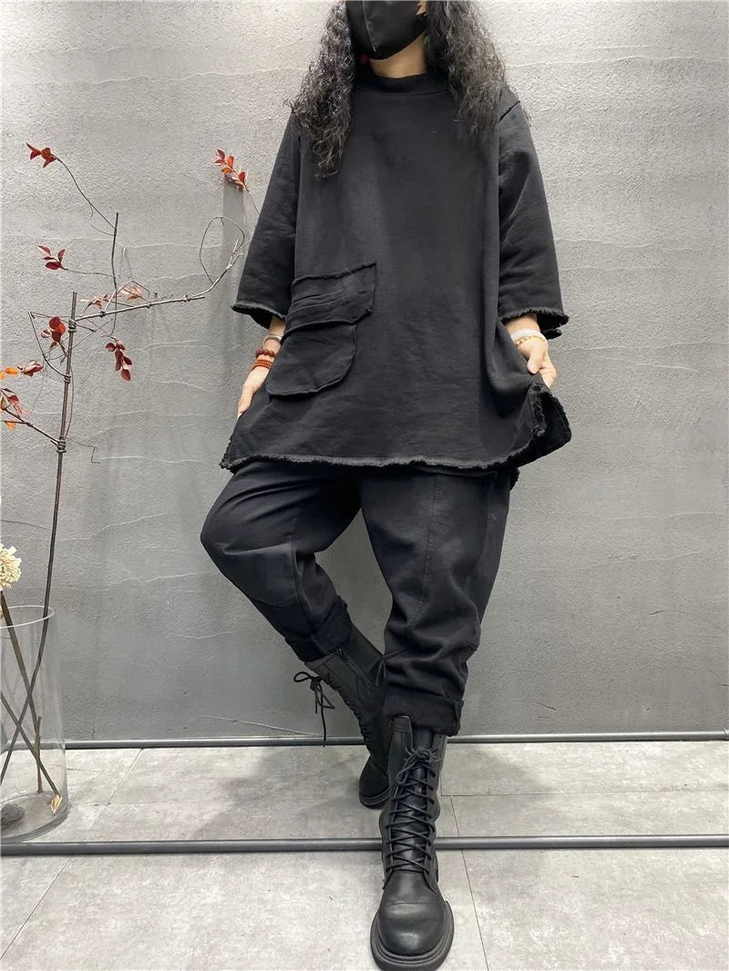 Women Clothing Women's Clothing Sales Plus size Women's Autumn Fashion Temperament Joker Long-sleeved Retro old  Tops