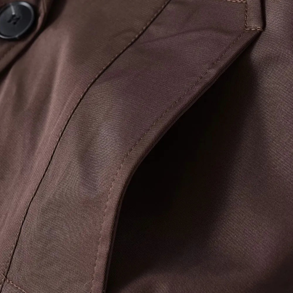 Women's Double-breasted Short Trench Coat Fashion Chic Outerwear with Pockets Long Sleeve Female Top