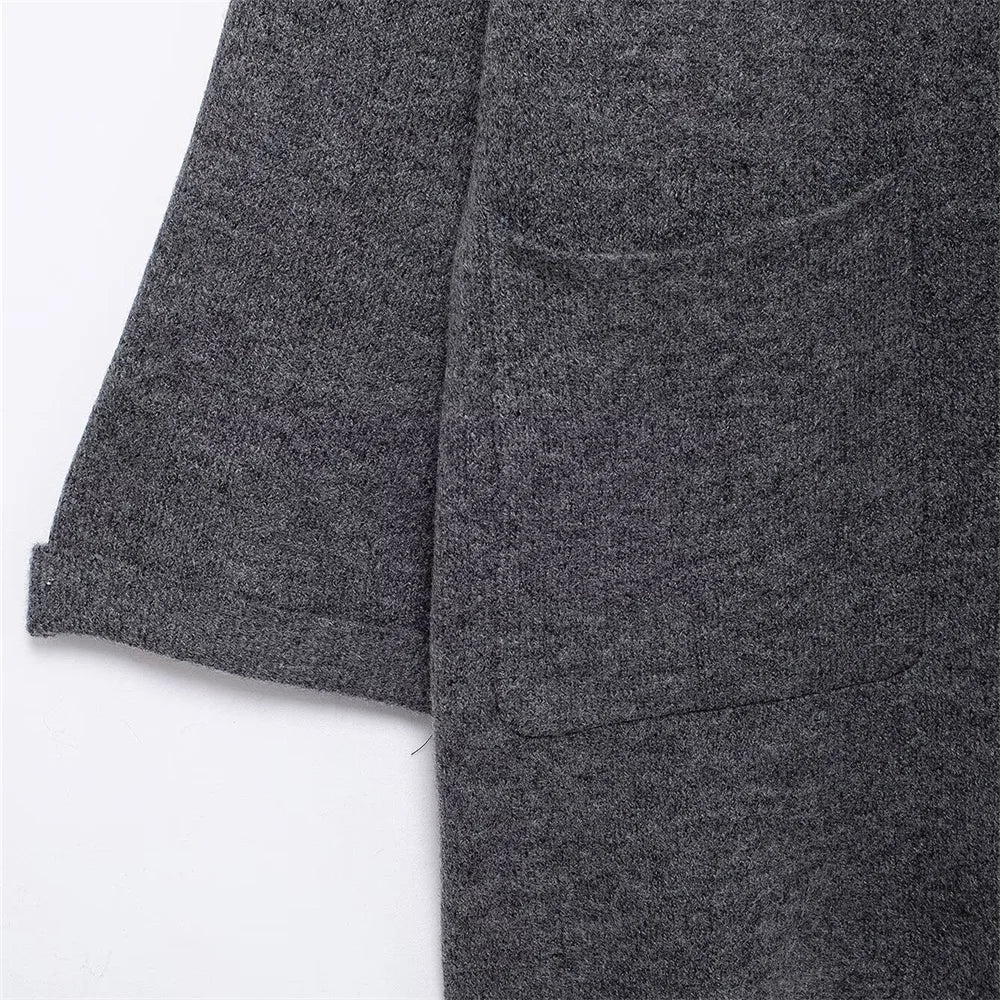 Women's Wear Scarf Loose Versatile Knitted Coat Autumn/Winter New Round Neck Long Sleeve Solid Color Coat