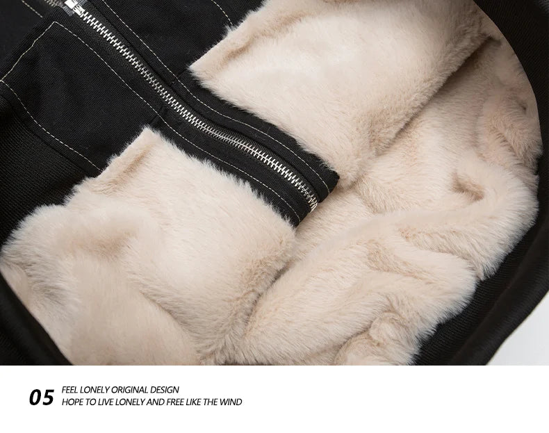 Winter Women's Lambs Wool Hoodie Jacket American Retro Faux Fur Outwear Coat Y2k Korean Fashion 2000s High Street Thick Warm