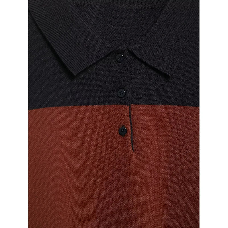 Pullover Sweater Women's Autumn 2025 New Fashion Loose Polo neck Knit Tops Women's Autumn Striped Elegant Warm Youth Sweater