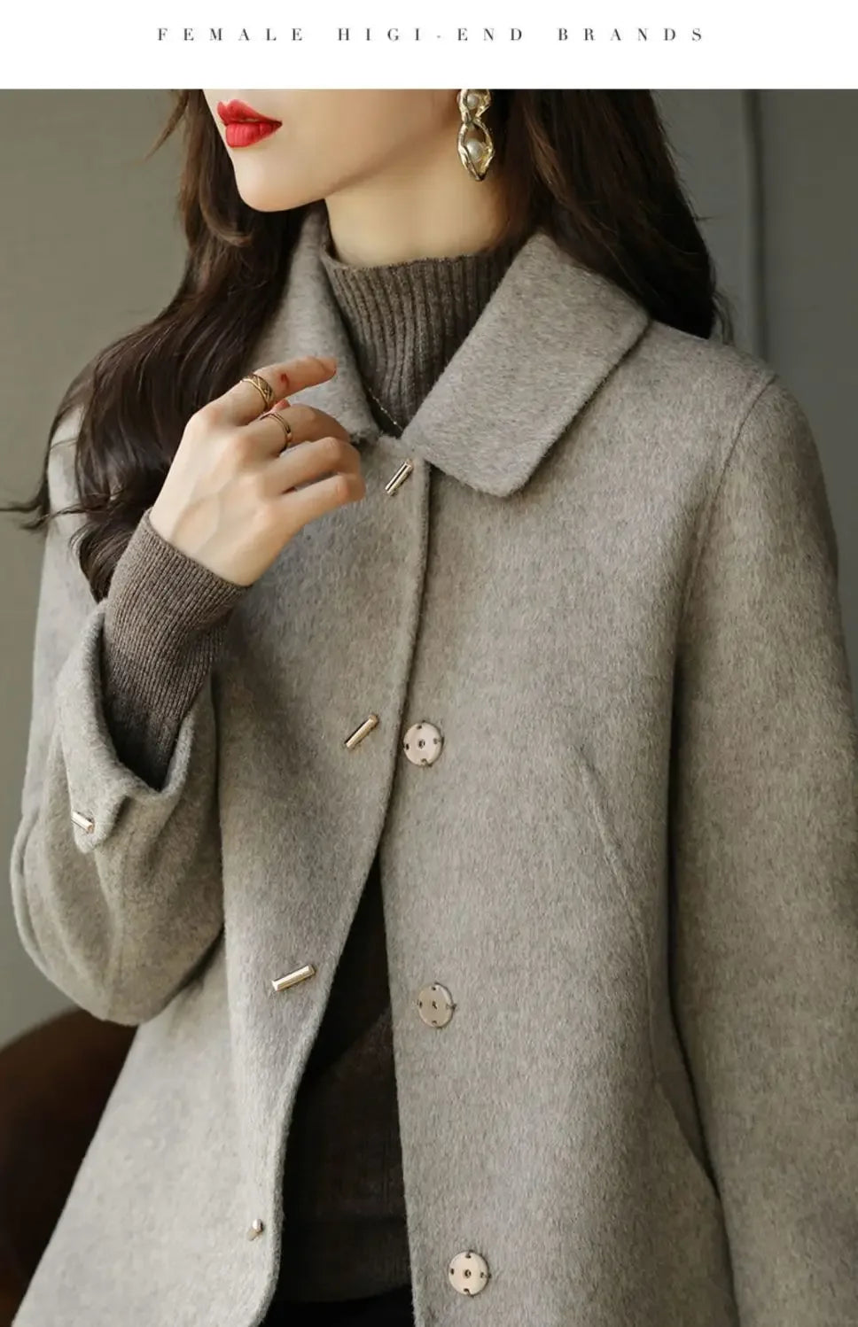 High End Minimalist and Fashionable Woolen Coat for Women in Autumn and Winter New Small French Style Casual Woolen Coat Blends