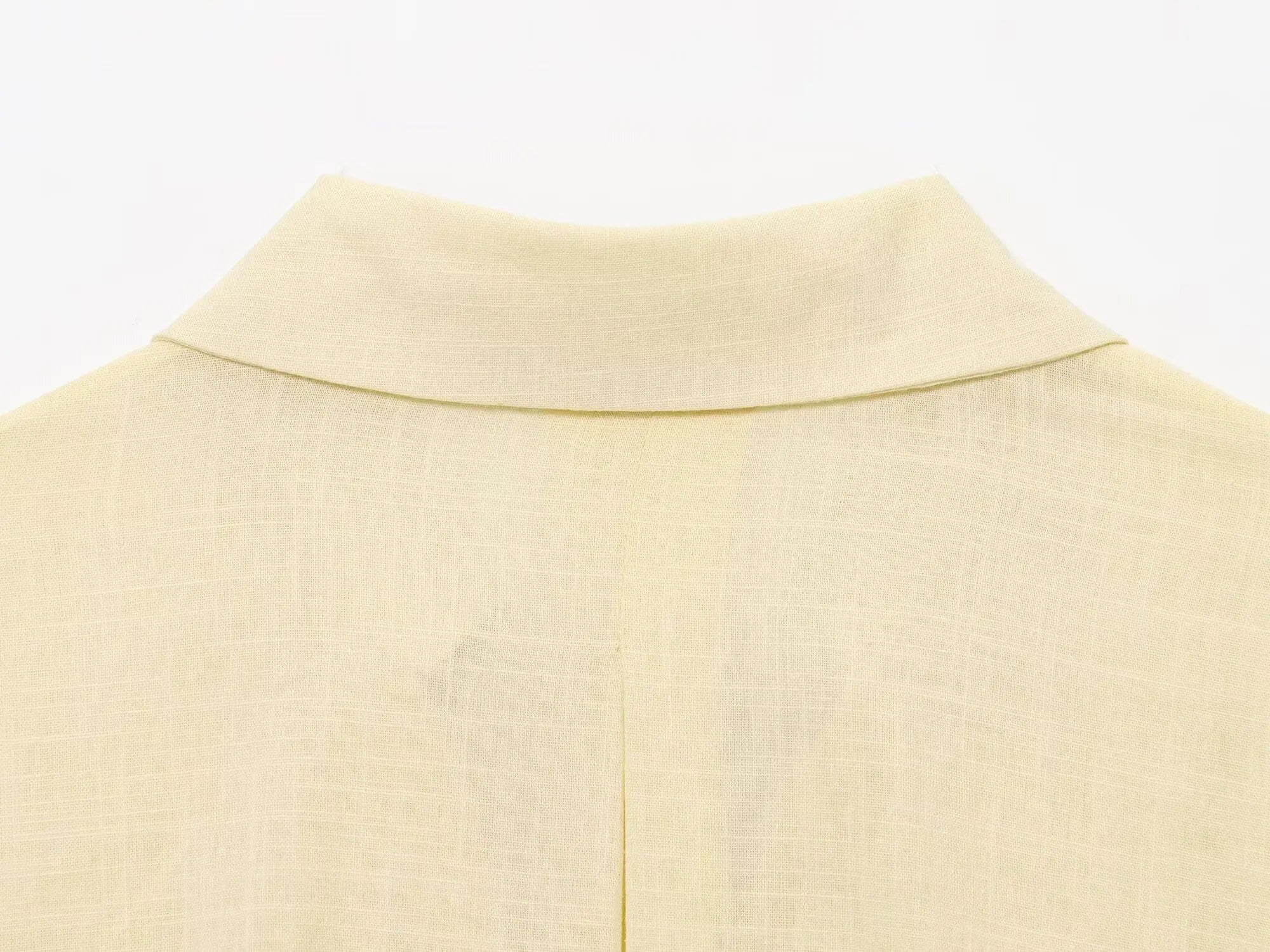 2025 Women Yellow Shirt Fashion Cotton Linen Wide-sleeved Short Shirt Single-breasted Casual Loose Blouse Mujer Roupas