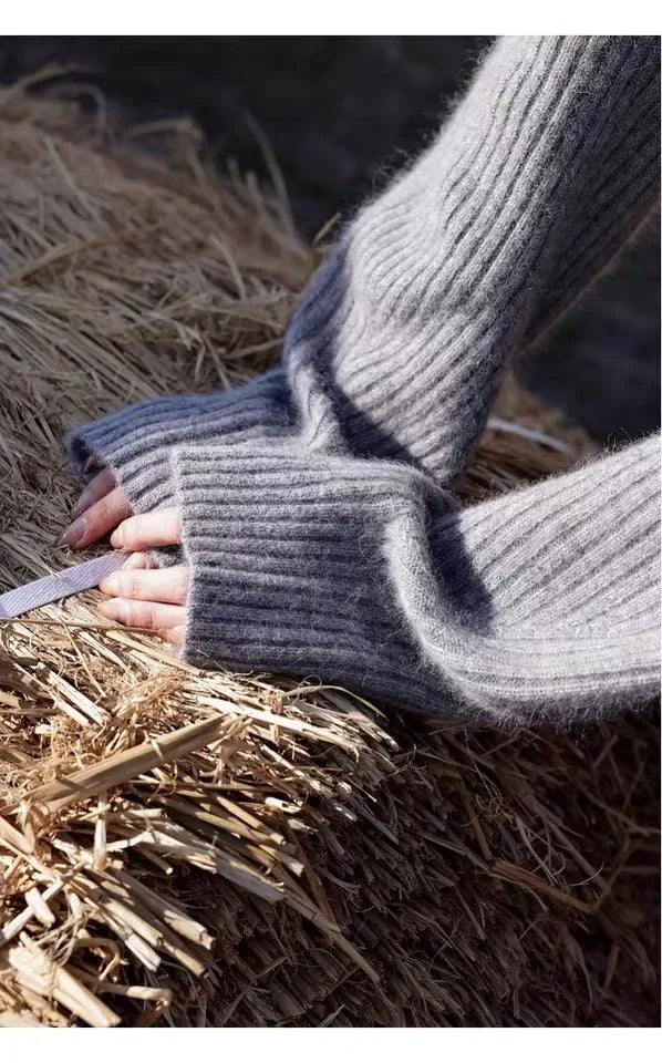 100% Cashmere sweater for women's autumn and winter loose and soft sweater wool knitted sweater round neck base layer