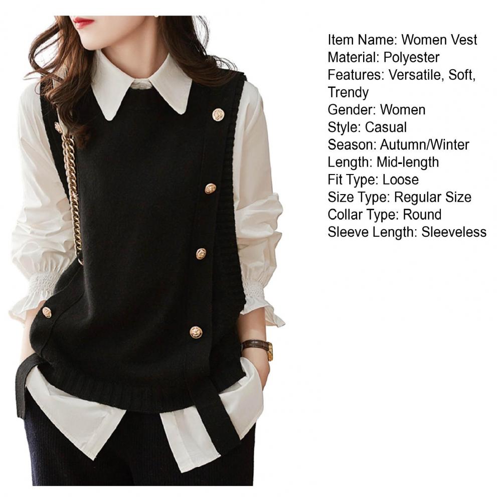 Women Vest for Shirts or Tops Fashionable Women's Knitted Vest Stylish Sleeveless Tank Top for Autumn Winter Soft Retro Trendy