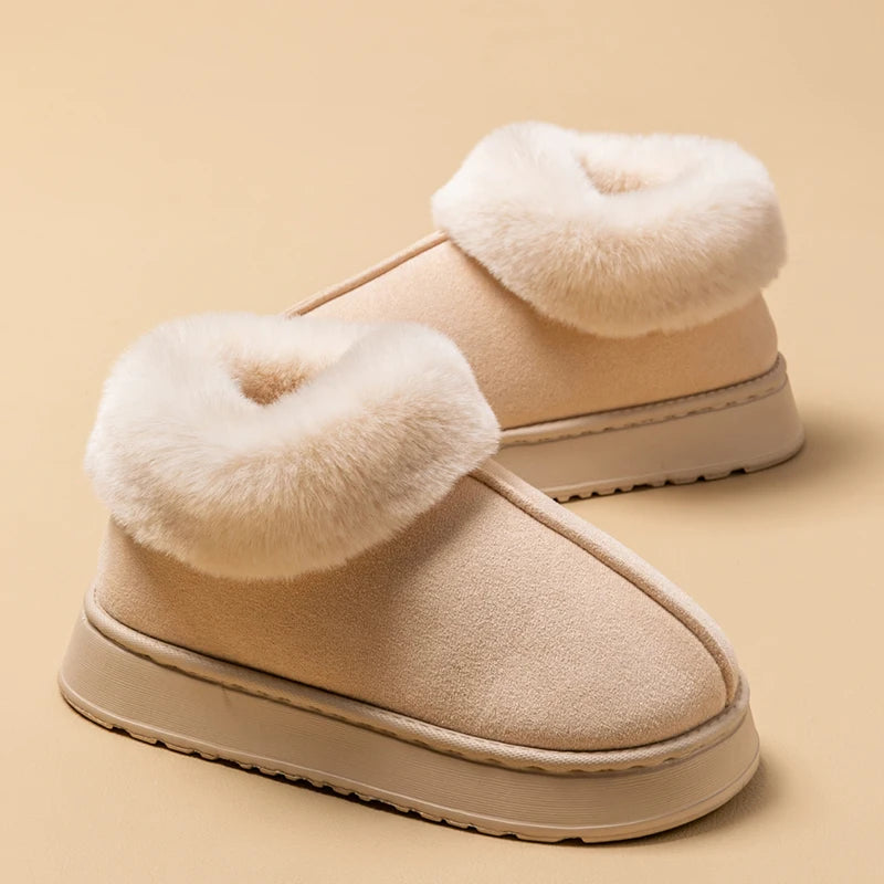 Women's Winter Slippers Non-Slip Indoor House Shoes, Plush Fleece Lined Warm Cotton Slippers with Soft Sole for Home Comfort