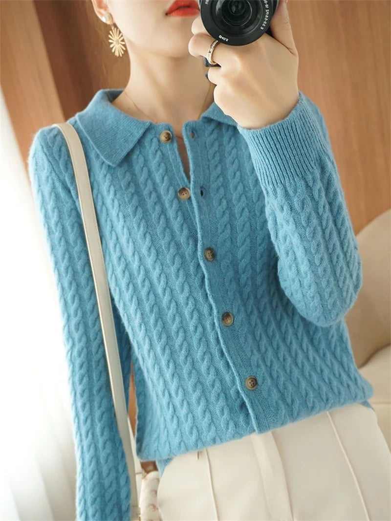 Cashmere Sweater For Women Autumn And Winter New Knitted Cardigan For Women Loose Fitting Woolen Sweater Lapel Jacket Camel XXXL