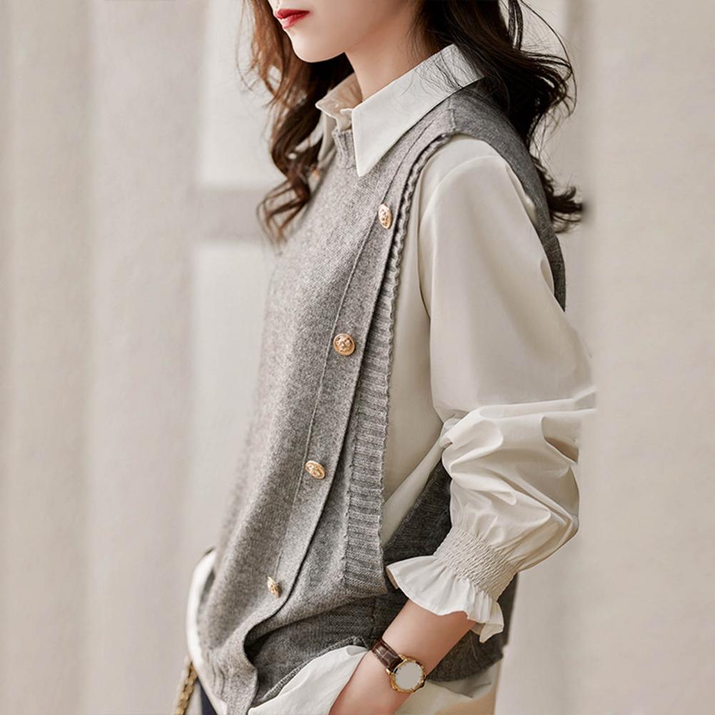 Women Vest for Shirts or Tops Fashionable Women's Knitted Vest Stylish Sleeveless Tank Top for Autumn Winter Soft Retro Trendy