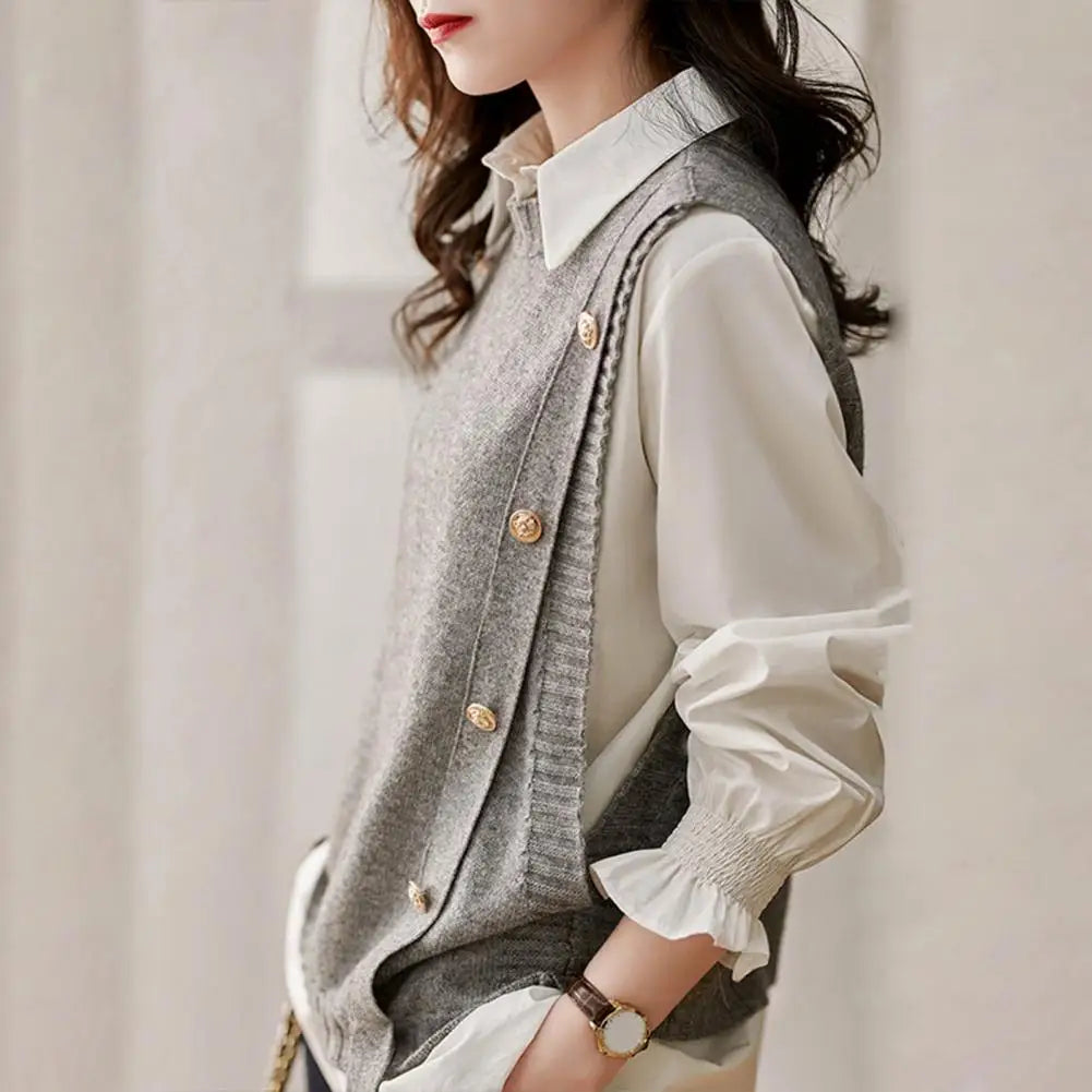 Women Vest for Shirts or Tops Fashionable Women's Knitted Vest Stylish Sleeveless Tank Top for Autumn Winter Soft Retro Trendy