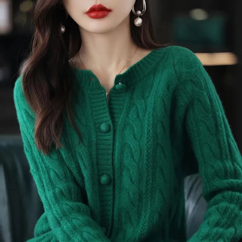 Cashmere Sweater For Women Autumn And Winter New Knitted Cardigan For Women Loose Fitting Woolen Sweater Lapel Jacket Camel XXXL