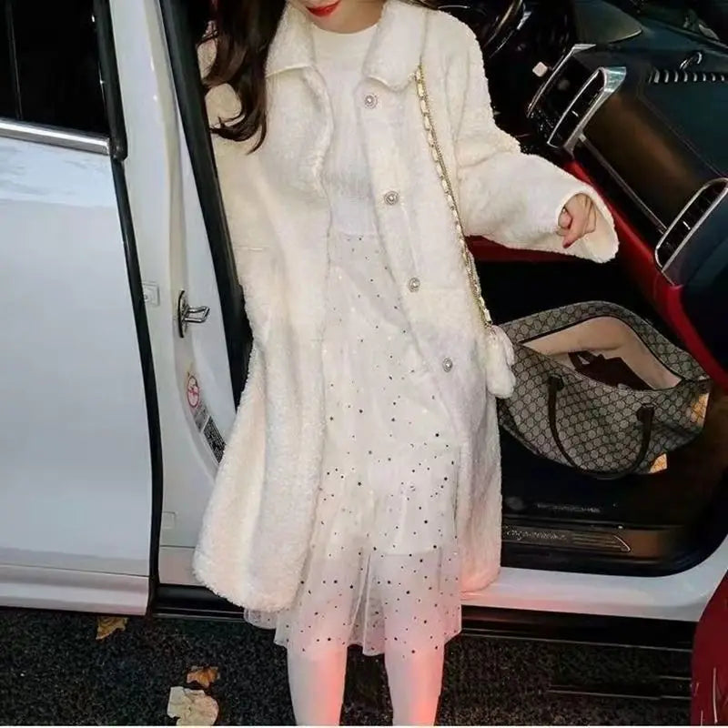 Wool Blend Coats Womens Woolen Coat Lining Fall Corduroy Jacquard Stand-Up Collar Chic French Style Conference Cleanfit Tasteful