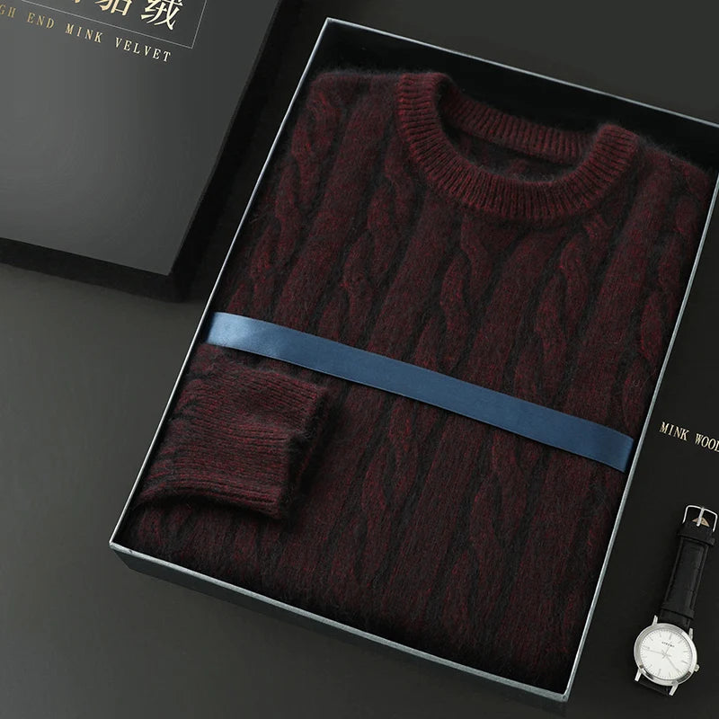 Men's thick cashmere sweater 100% pure cashmere round neck cashmere sweater 2024 new spring and winter knit base shirt