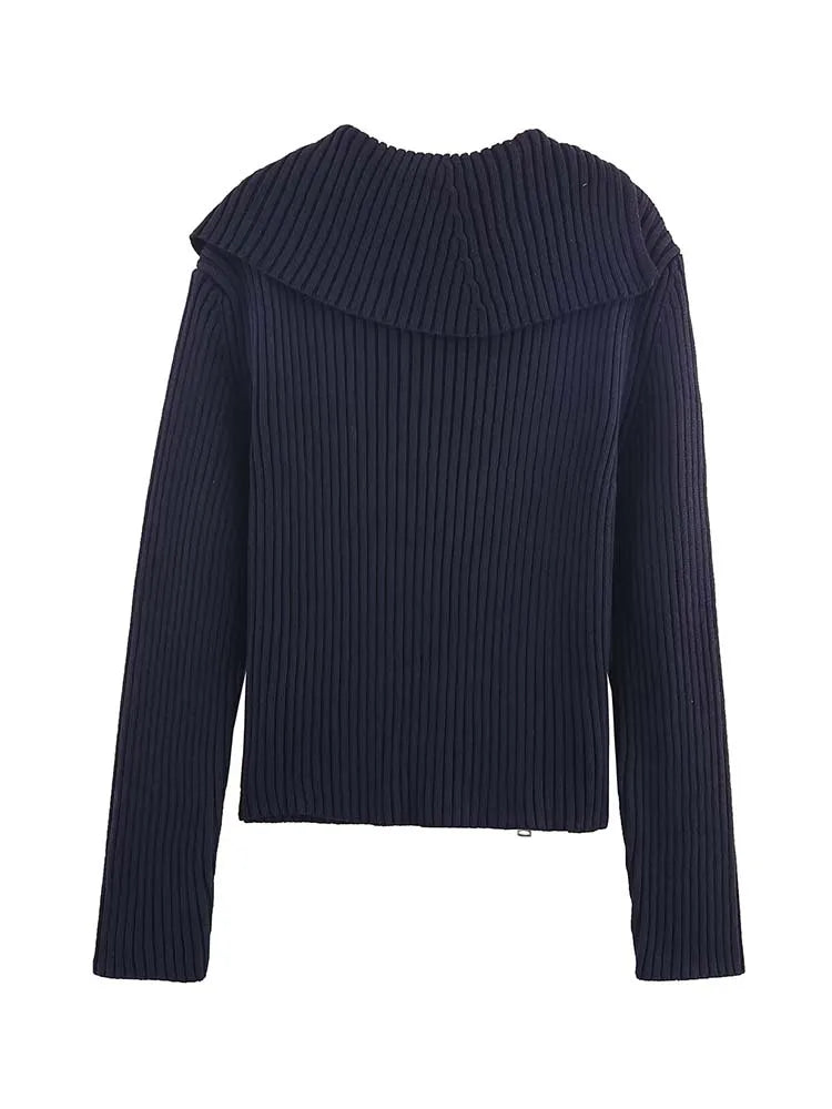 Women Knitted Coat 2025 New Women's Fashion Long Sleeve Zipper Knitted Short Coat Women's Elegant Casual New Lapel Outerwears