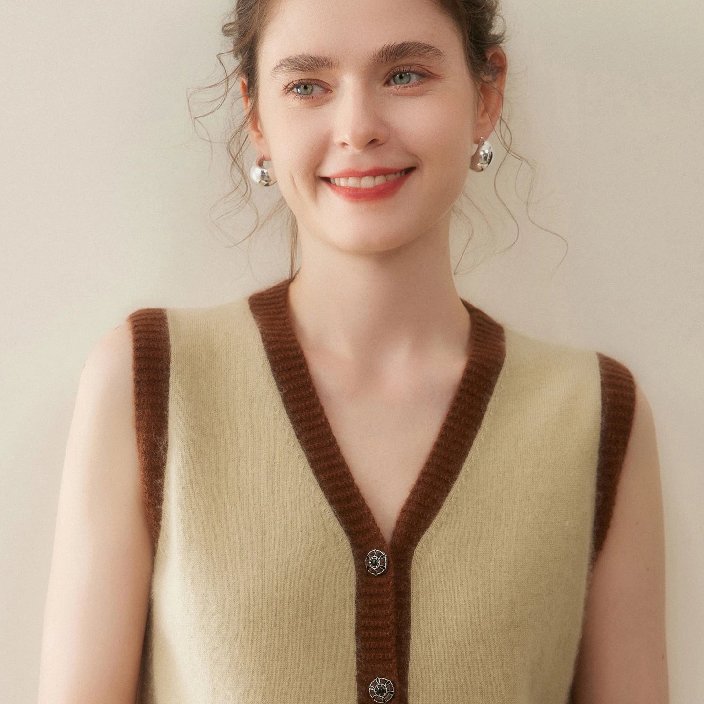 Women Cashmere Sweater V-neck  Cardigan and Vest Set Spring Autumn Winter 100% Cashmere Knitwear Long Sleeve Top Waistcoat Suit