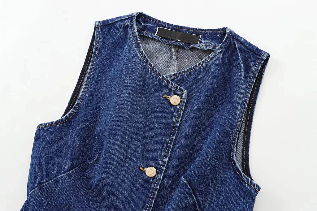 Women's Vest 2025 New Fashion Denim Vest Top Ladies Casual Cropped Sleeveless Jacket Coat Streetwear Waistcoat Outerwears