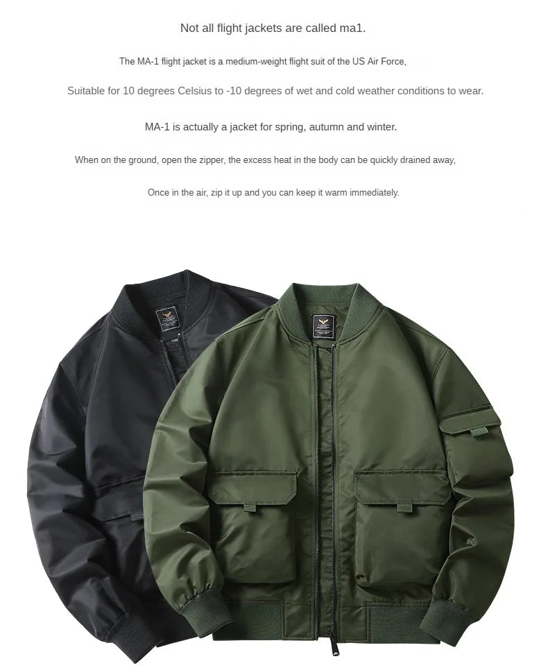 Cargo Jacket Man Autumn Winter Warm Fashion Vintage Male Coat High Street Trend All Match Streetwear Locomotive Cotton Clothing