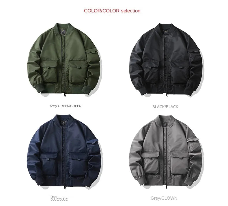 Cargo Jacket Man Autumn Winter Warm Fashion Vintage Male Coat High Street Trend All Match Streetwear Locomotive Cotton Clothing