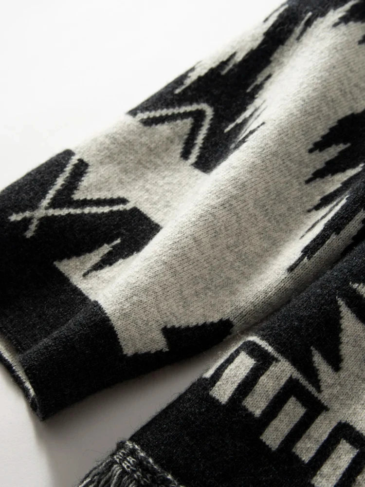 WQJGR Cashmere Cardigan Sweater Women Tassels Knit Jacquard Coat Winter High Quality Female Clothing Full Sleeve Tops