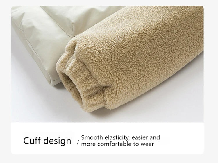 New Winter Men's Jacket for Men Color Block Lamb Wool Thick Cotton Warm Hooded Loose Zipper Casual Men's Clothing Coats Parkas