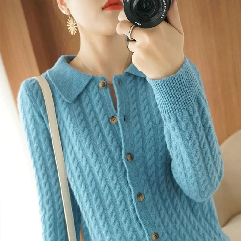 Cashmere Sweater For Women Autumn And Winter New Knitted Cardigan For Women Loose Fitting Woolen Sweater Lapel Jacket Camel XXXL