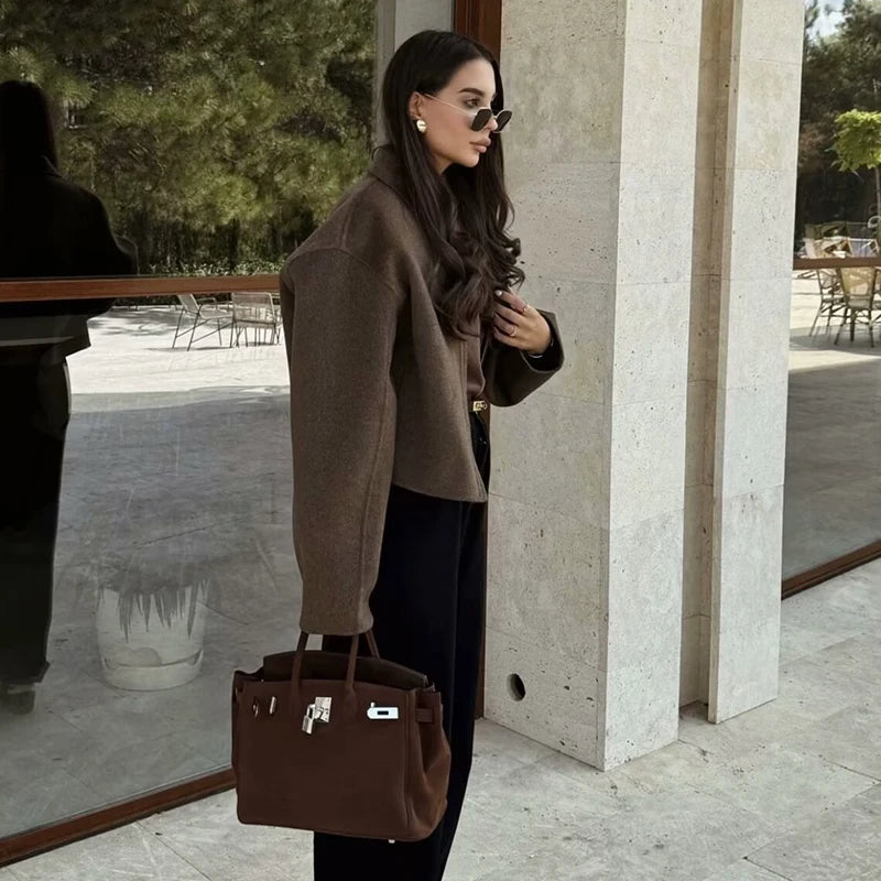 Autumn Jackets Women's 2025 New Coats Chic Loose Lapel Warm Street Women's Jackets Simple Casual Joker Youth Outerwear