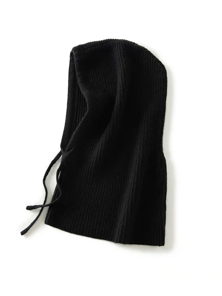 Wool Cashmere Knitted Hood Hat Scarf Elegant Hats Beanies Women Men Winter Neck Warm Balaclava Headgear Caps Unisex 4 New Colors