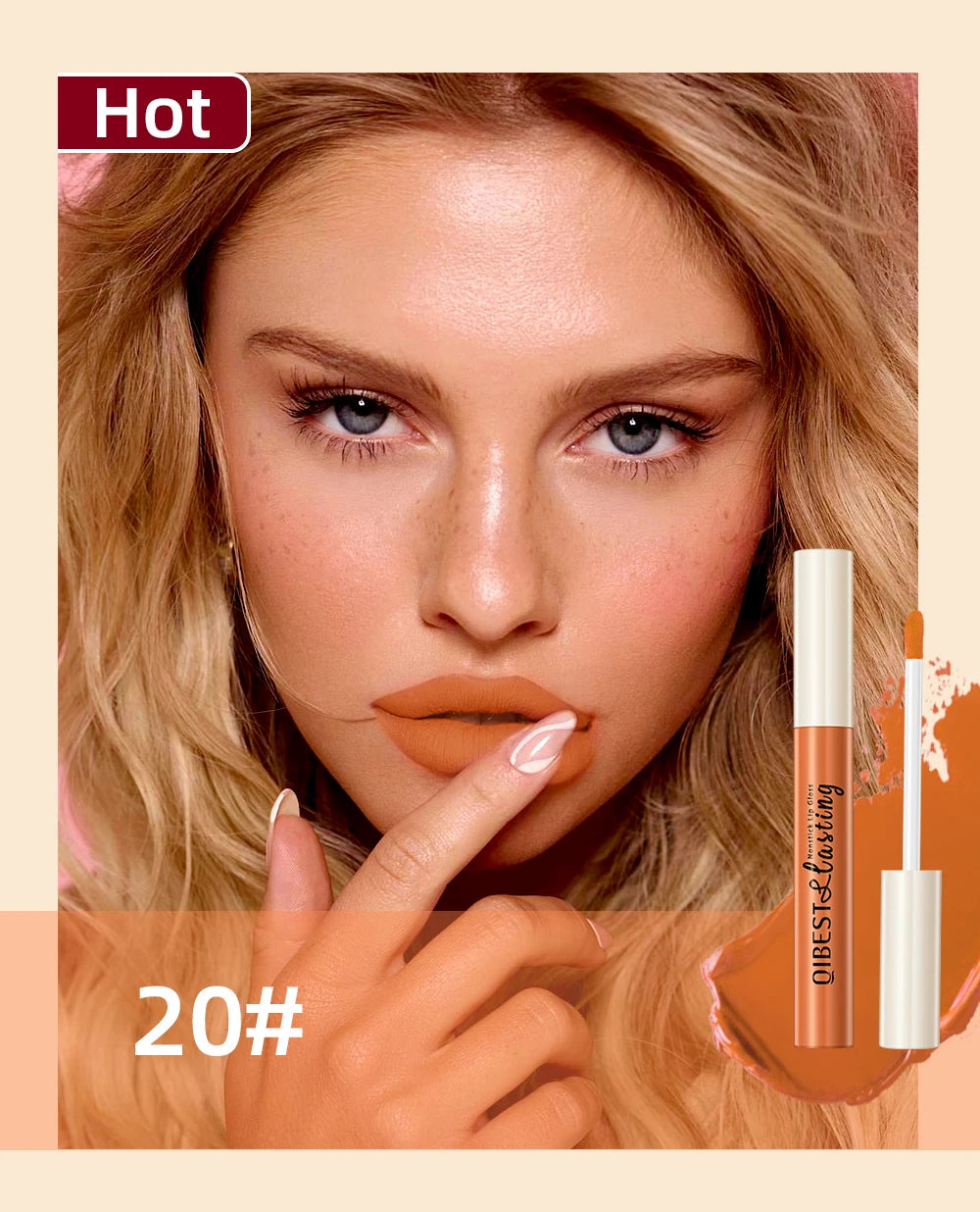 QIBEST Matte Liquid Lipstick Waterproof Long Lasting Velvet Lip Gloss Tint Tube Matte Nude Pigment Red Lipgloss Lips Makeup