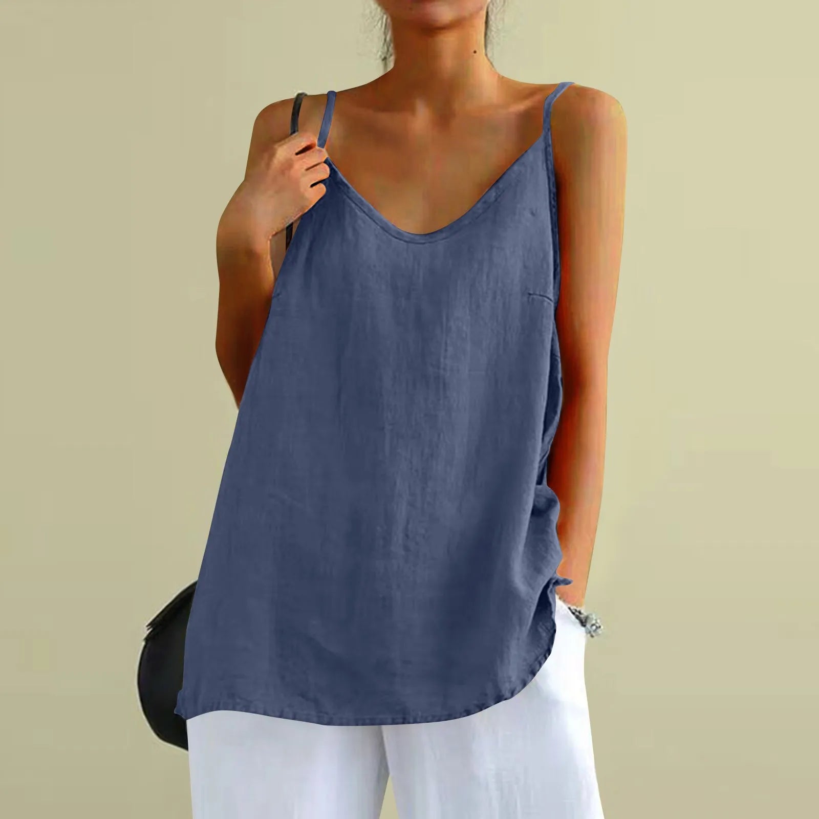 Women's tops sexys Cotton Linen Camisole Vest Summer Loose Sleeveless Versatile Bottom Top solid color blouse classic camisetas